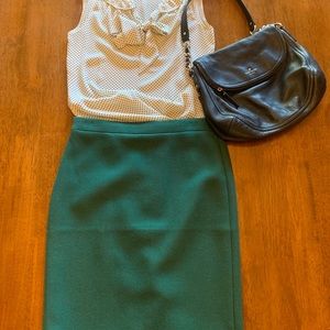J Crew Dark Green Wool Pencil Skirt